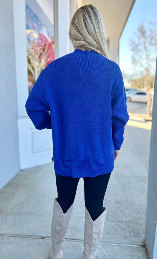 Royal Blue High Neck Sweater