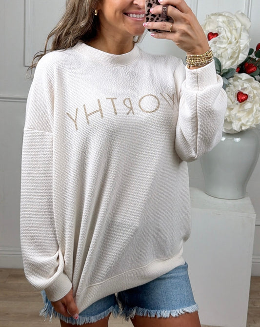 Cream Worthy Graphic Knit Top