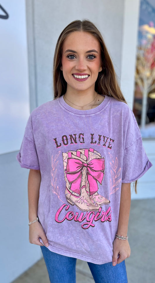 Lavender Long Live Cowgirls Tee