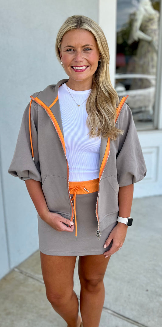 Grey/Orange Athletic Skort and Jacket SET