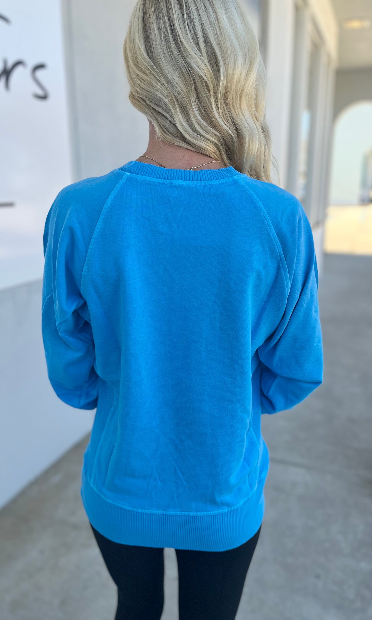 French Terry Pullover With Pockets, Bright Blue