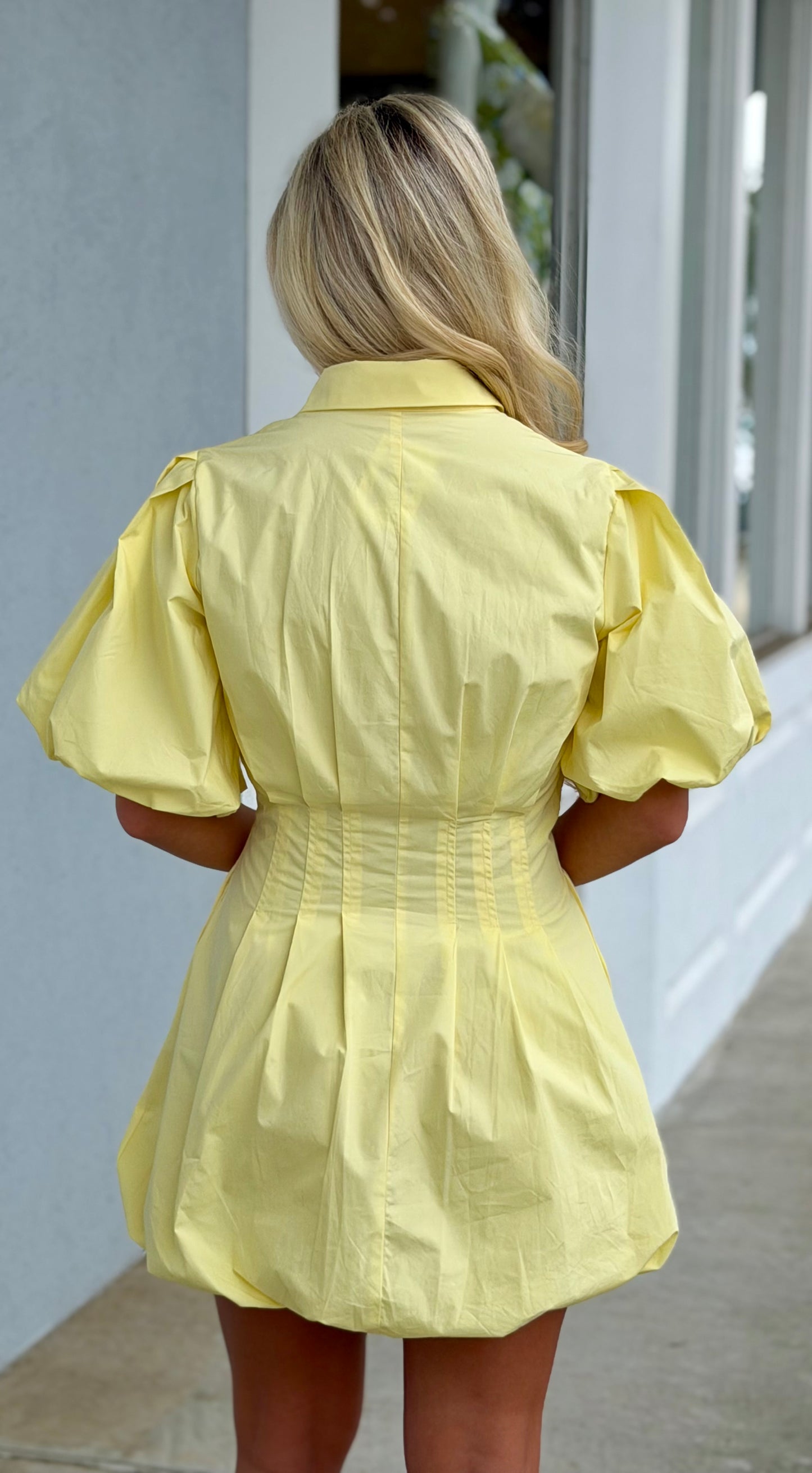 Valerie Butter Puff Sleeve Mini Dress