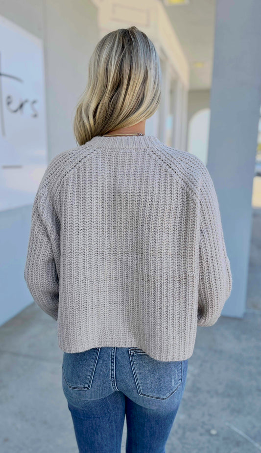 Ribbed Sweater Cardigan, L Mocha