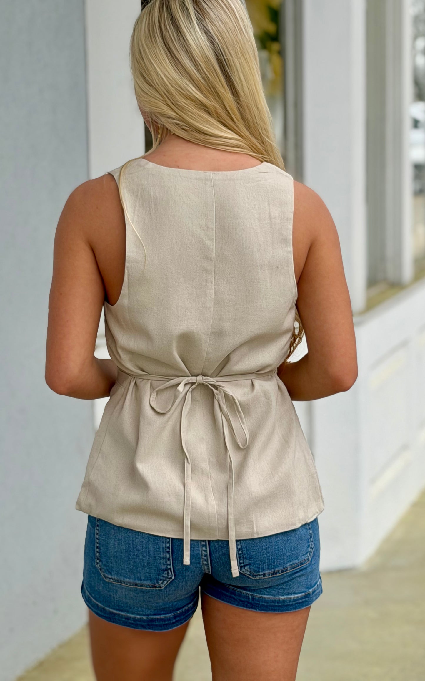 Linen Tie Back Vest