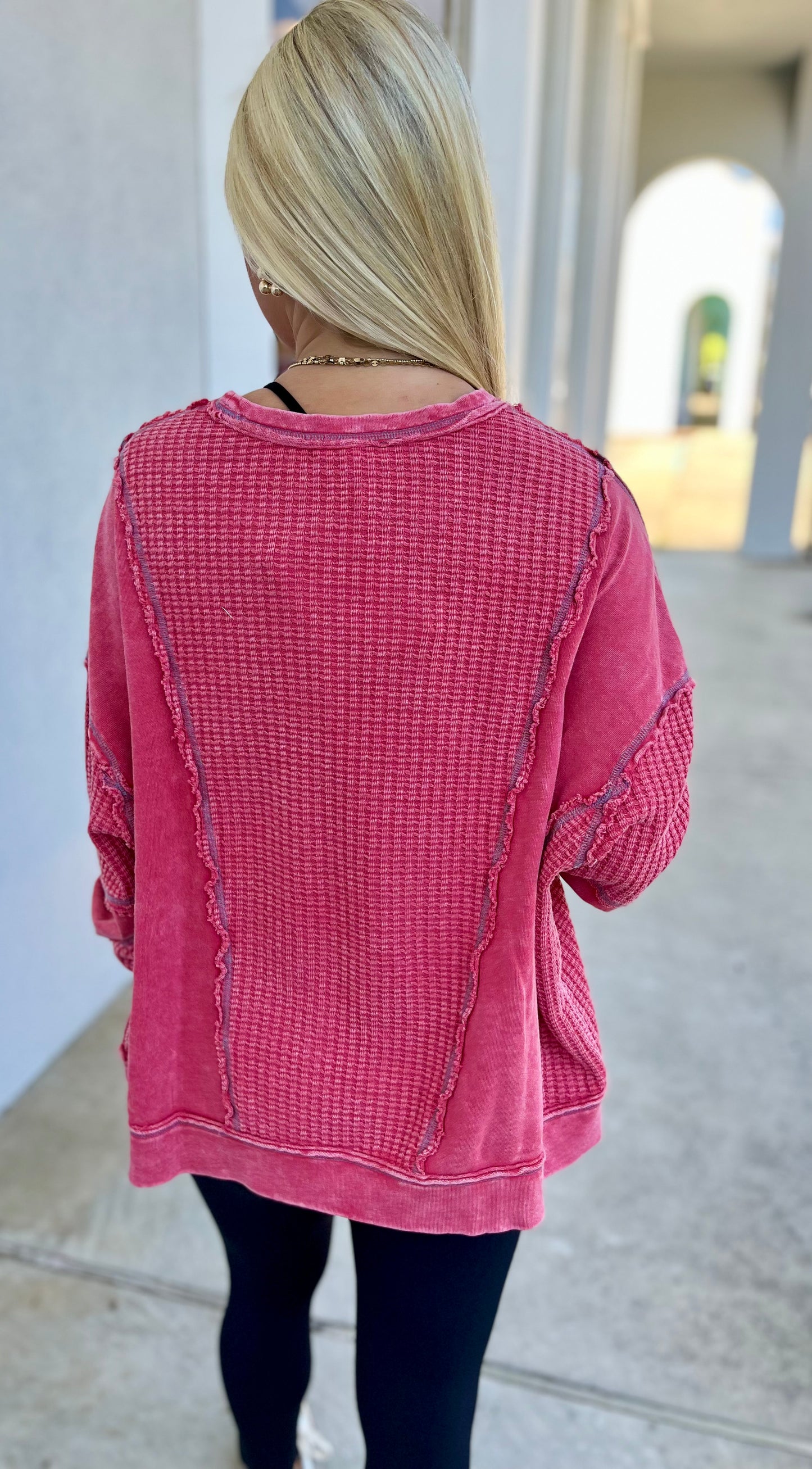 LS Mineral Washed Thermal Top , Red