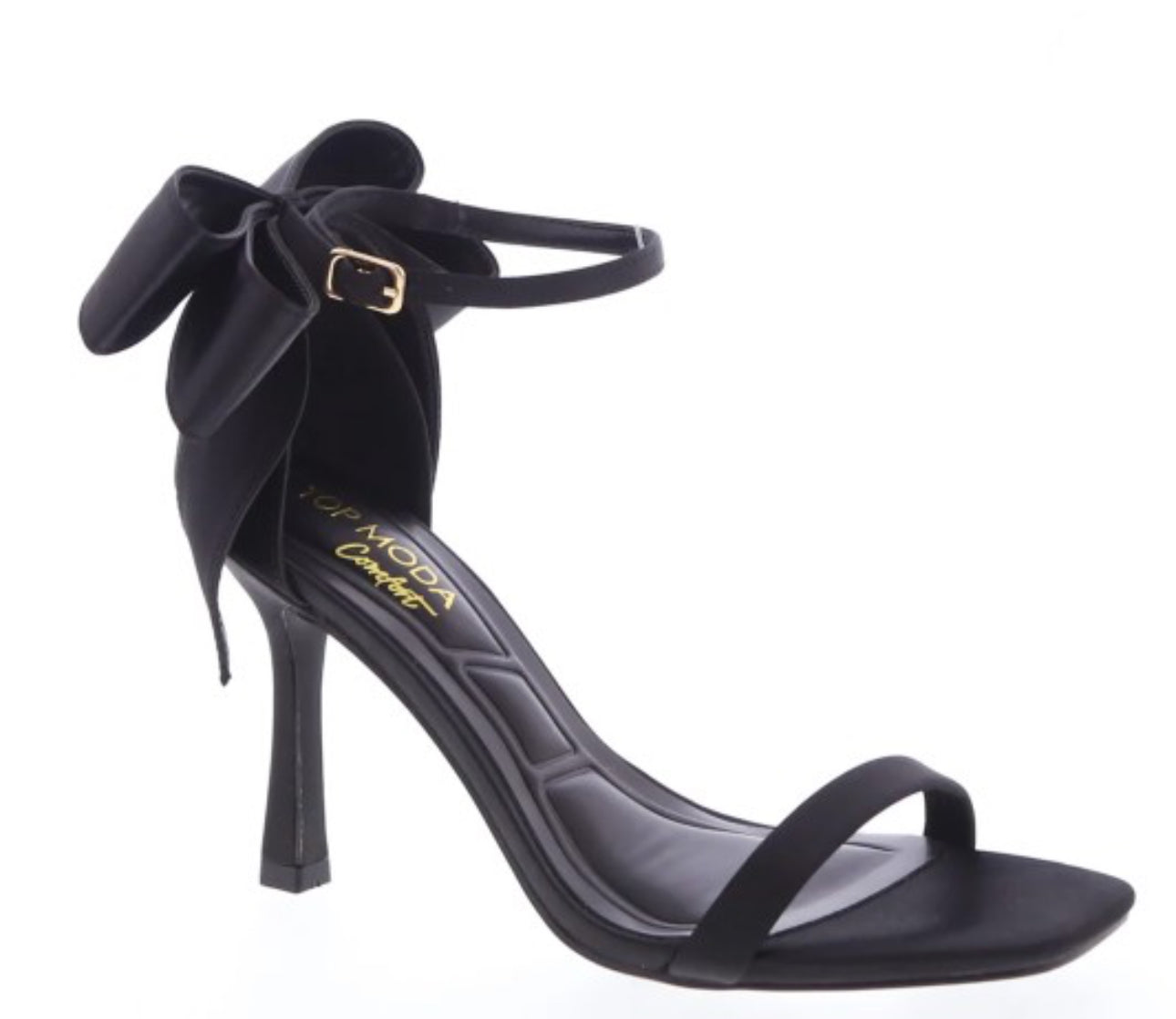 Ankle Strap Heel W Bow, Black