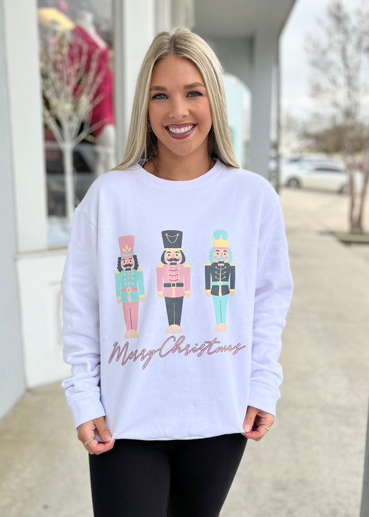 White Nutcrackers Merry Christmas Sweatshirt