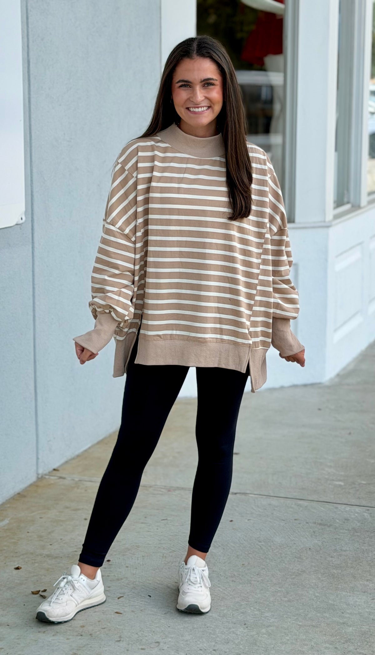 Taupe/Cream Striped Pullover