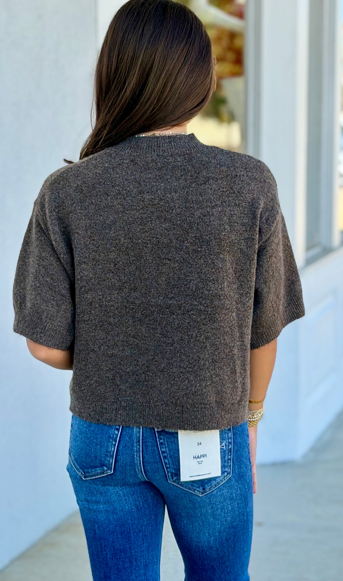 Brown Parker Half Sleeve Sweater