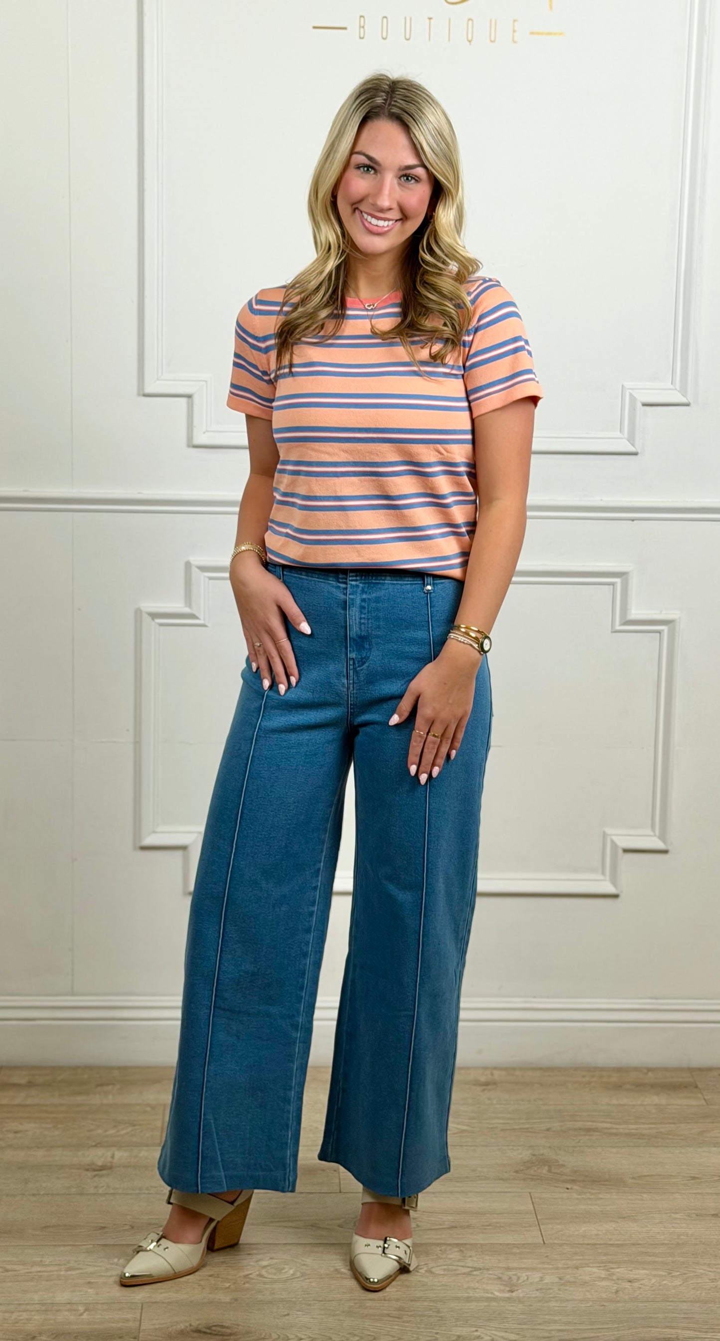 Melon Combo Multi Striped Tee