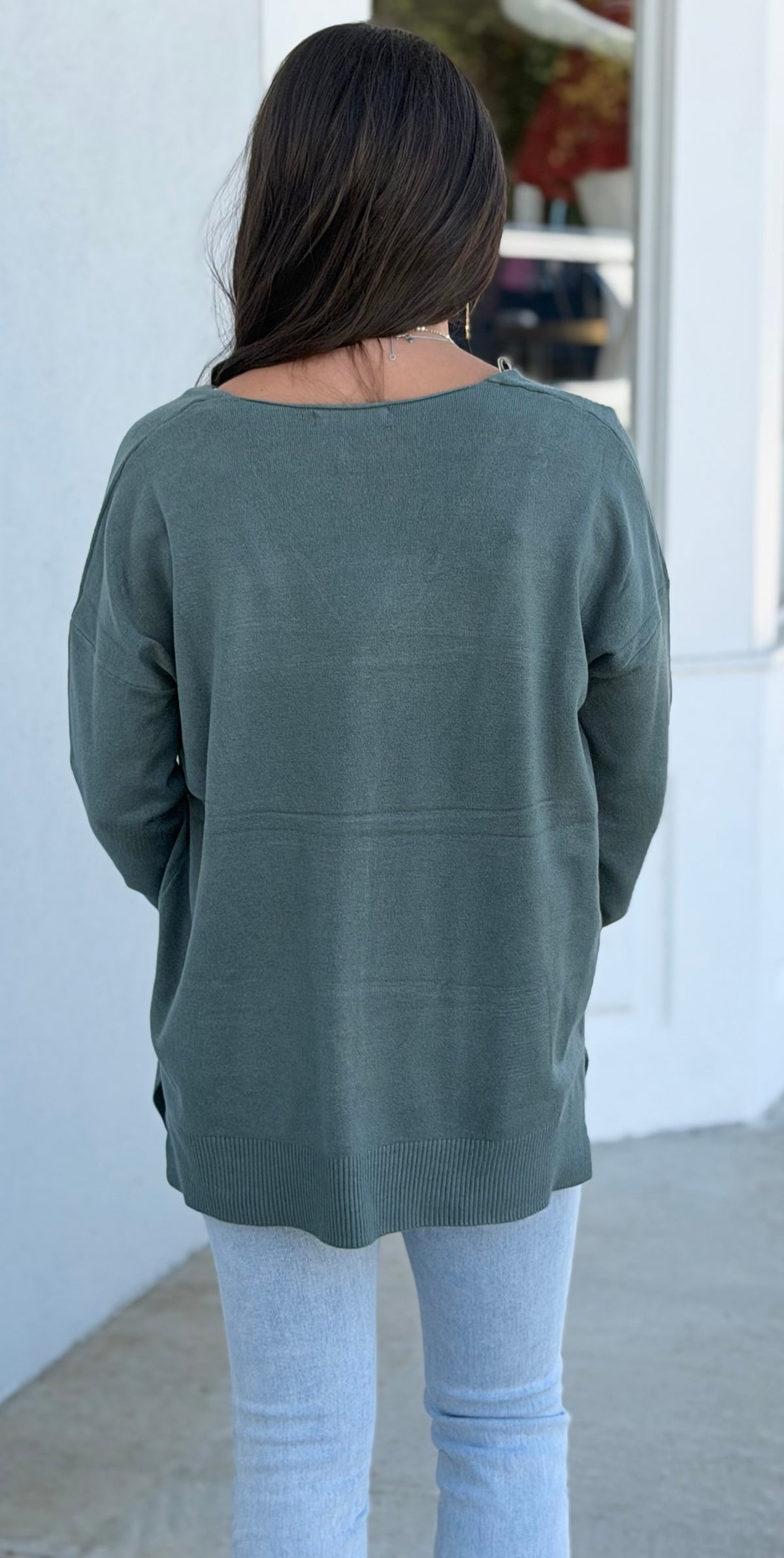 Viscose Front Seam Sweater, Ash Jade