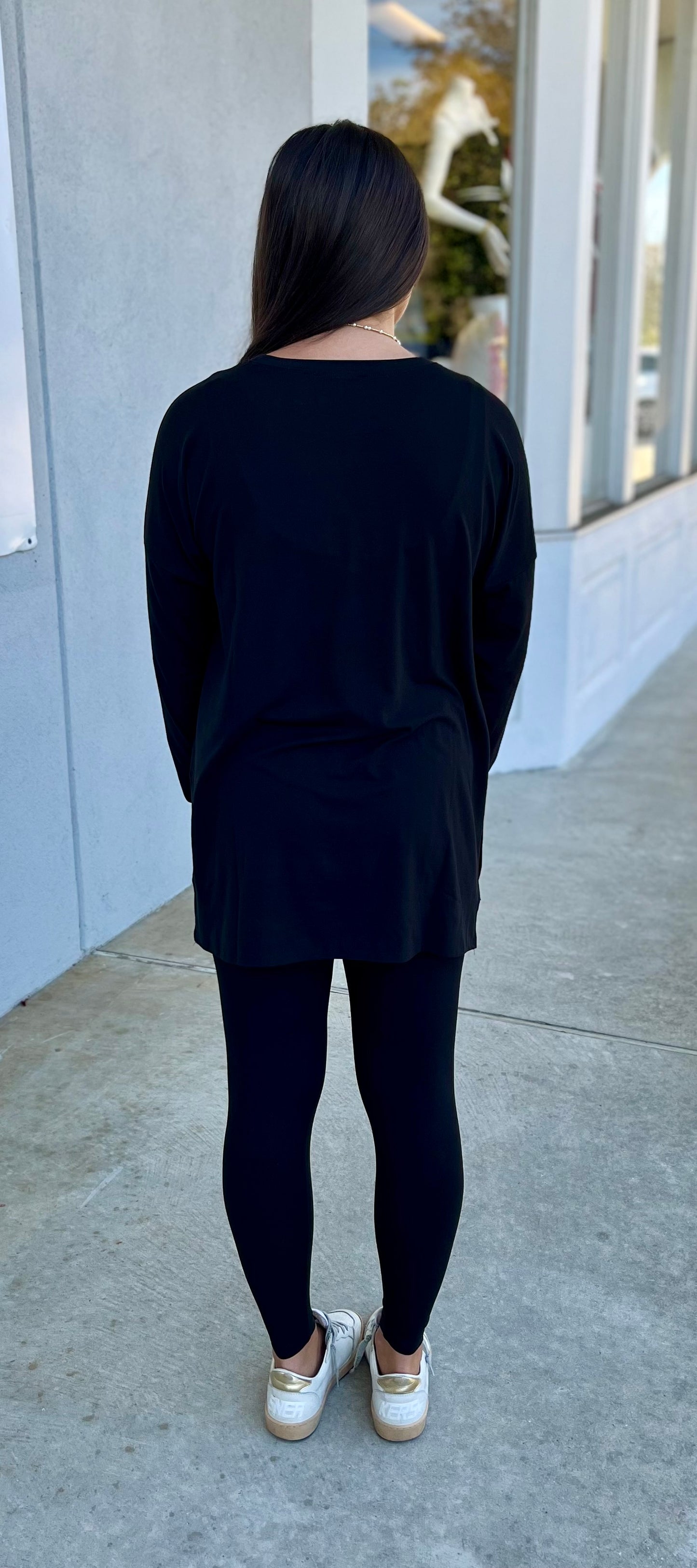 Round Neck LS Tee & Leggings SET, Black