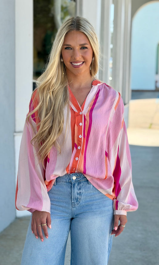 Striped Multi Button Down Shirt