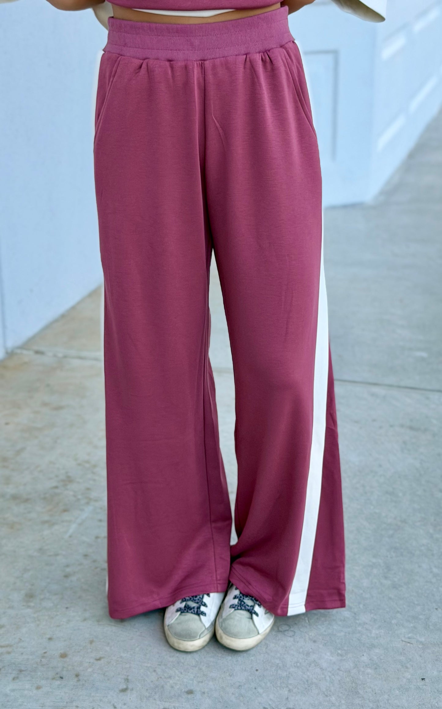 Marsala Side Stripe Colorblock Pants