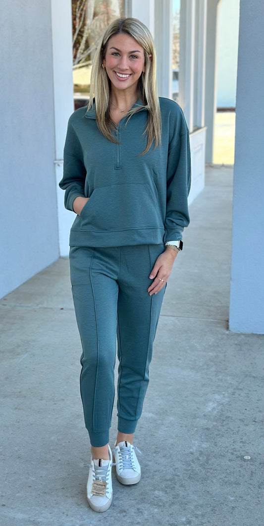 Scuba Half Zip Sweatshirt and Jogger Set , Ash Jade