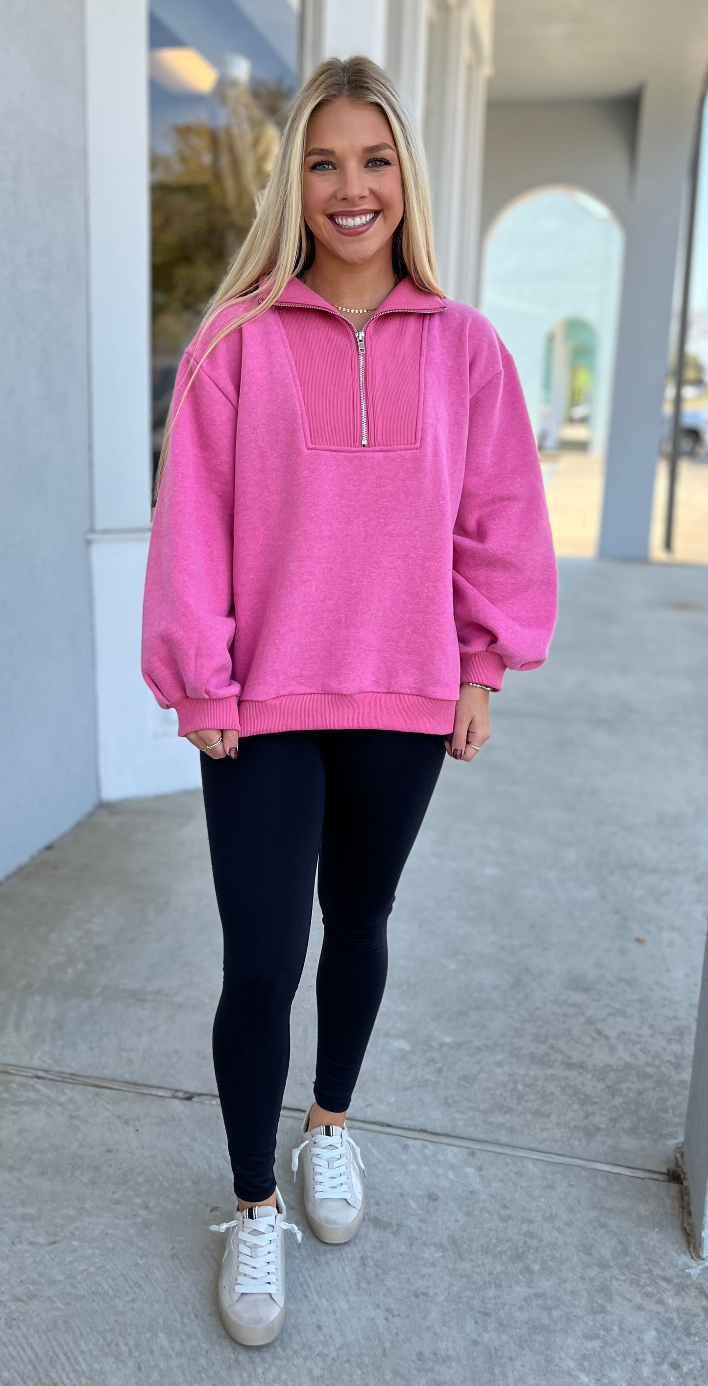 Pink Half Zip Sweatshirt