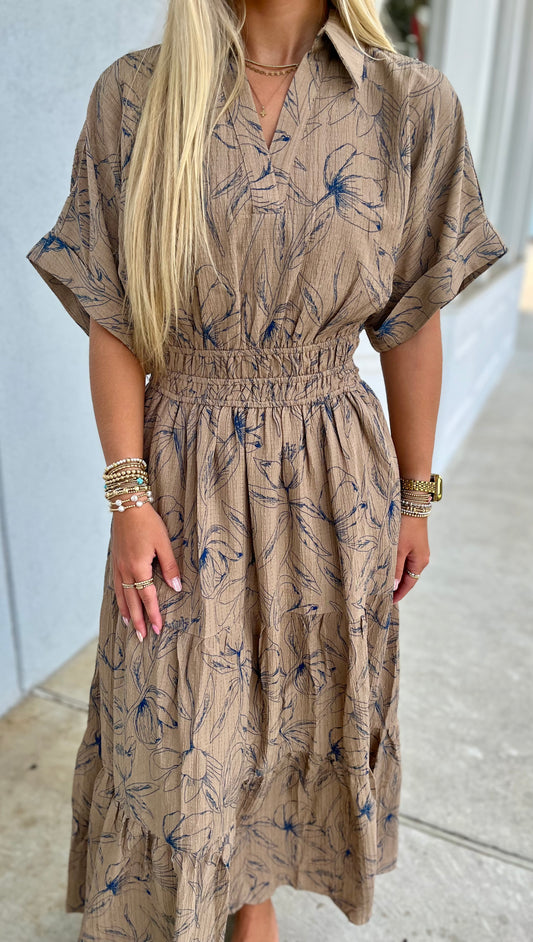 Romantic Floral Maxi Dress W Tiered Ruffles