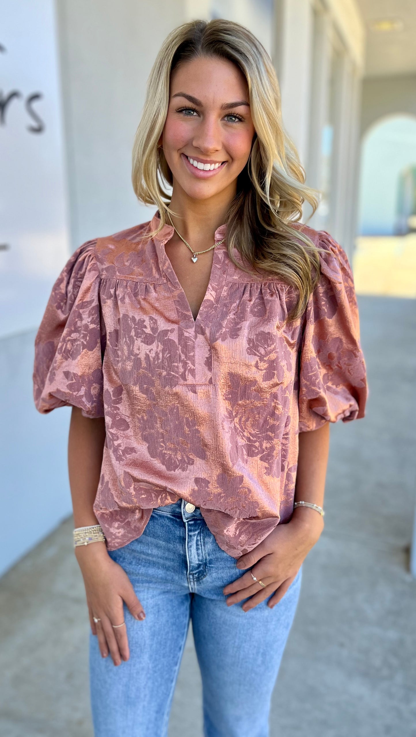 Rose Puff Sleeve Top