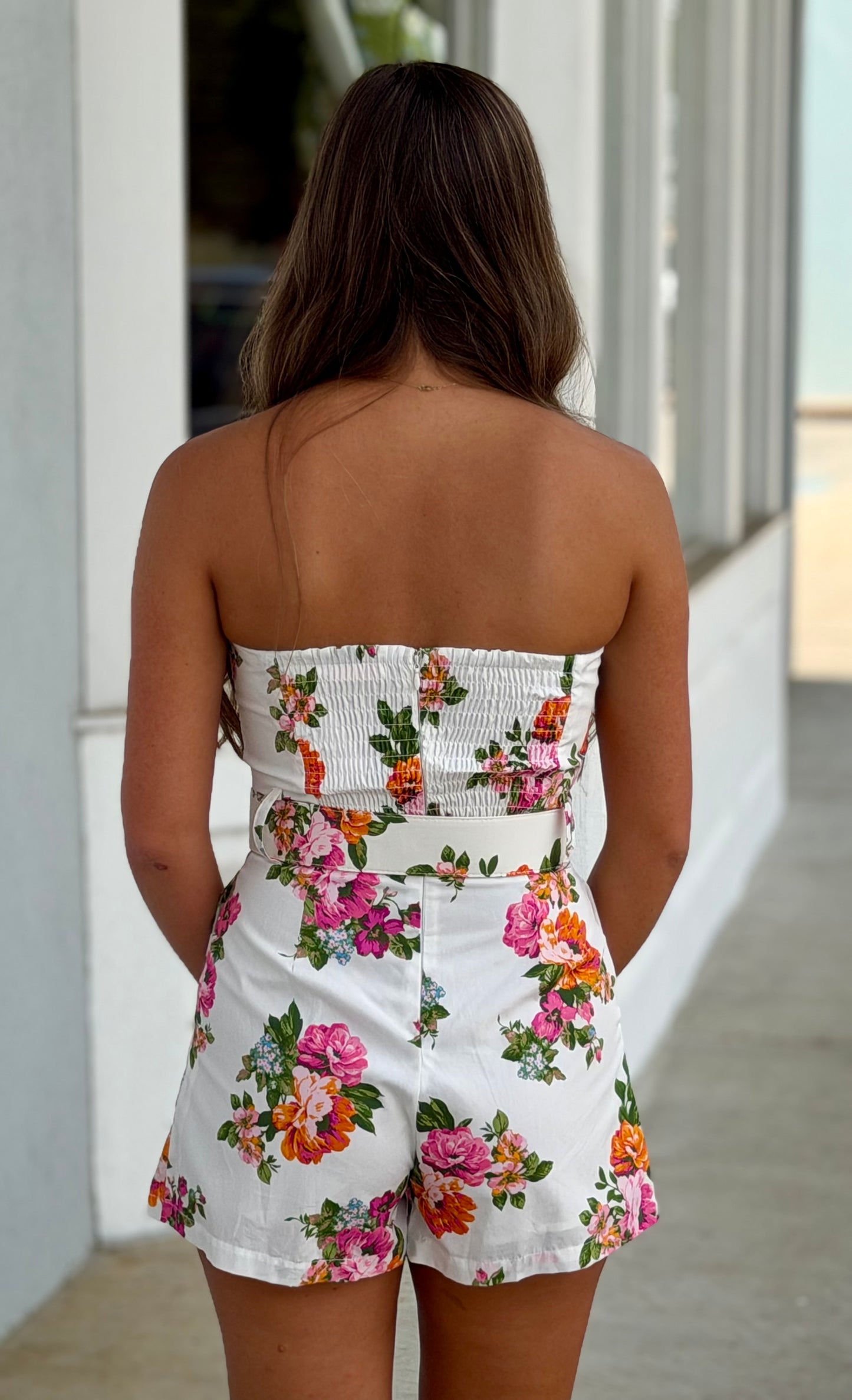 Heidi Strapless Floral Romper