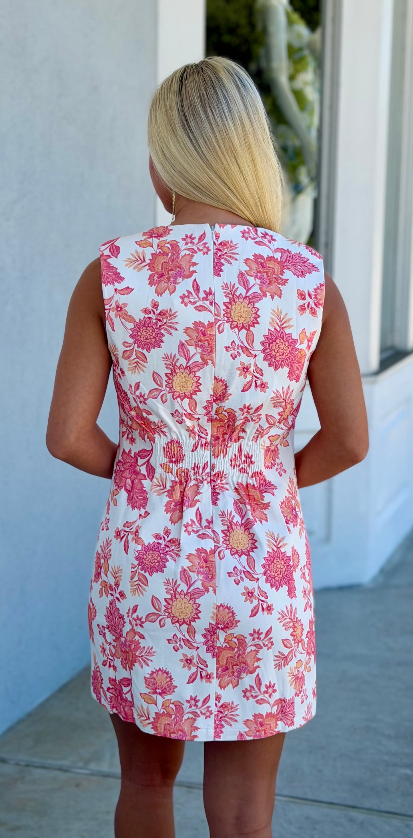Botanical Garden Button Front Twill Mini Dress