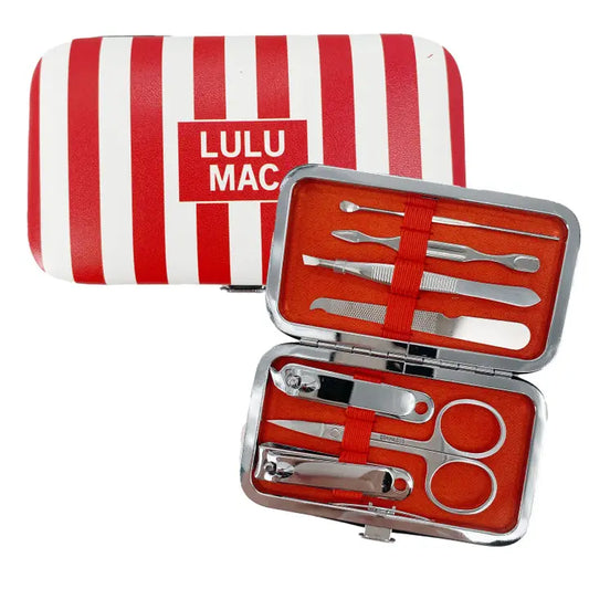 Stripe Darby Manicure Set Lulu Mac , Red