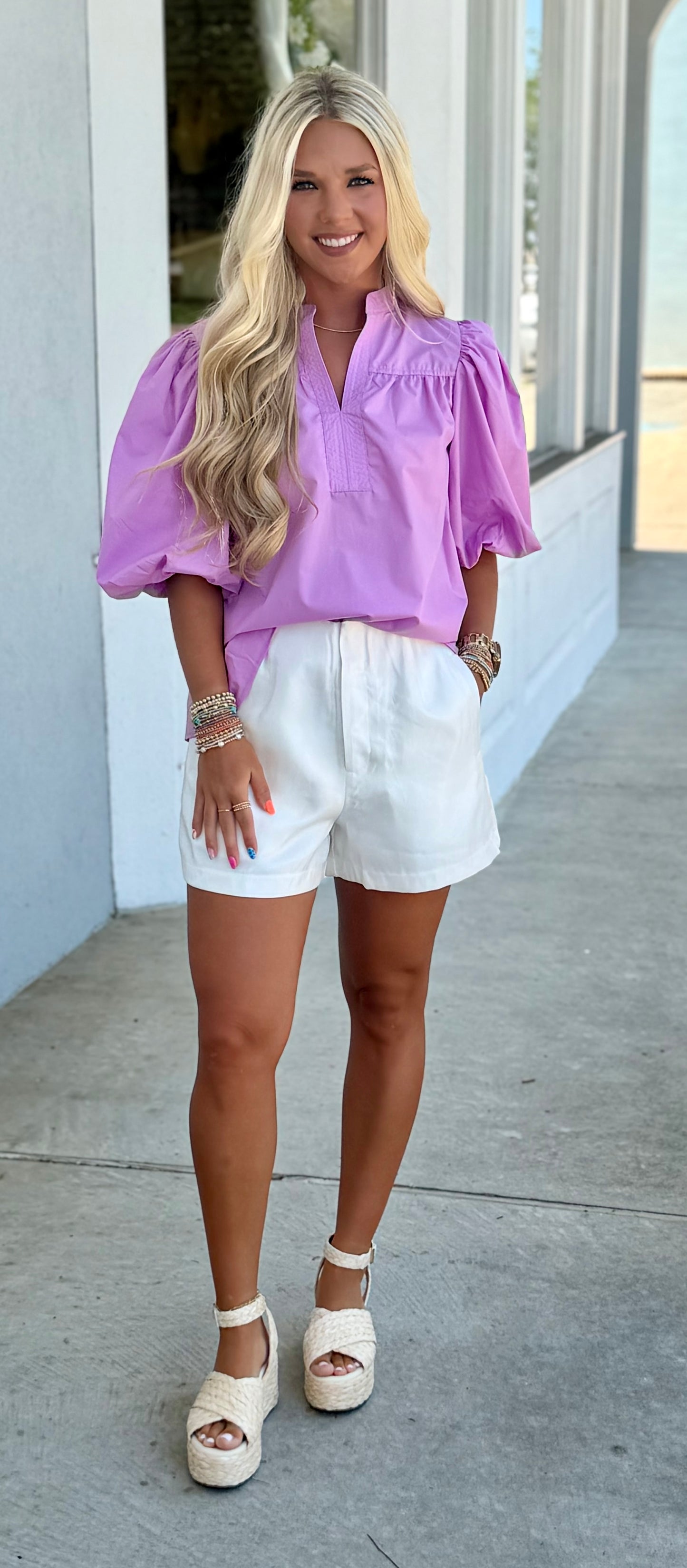 White Glossy High Wasit Shorts