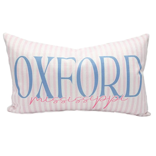 Pink Pinstripe Oxford Pillow-Polyester