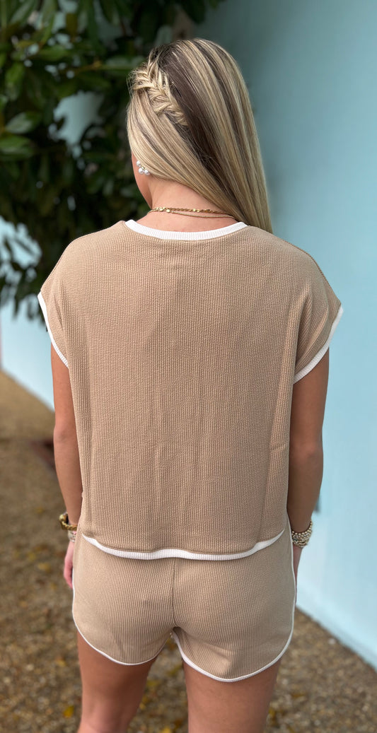 Taupe Two Tone Top