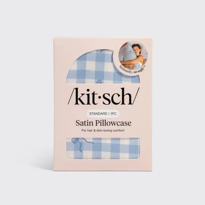Satin Pillowcase Standard- Gingham Blue