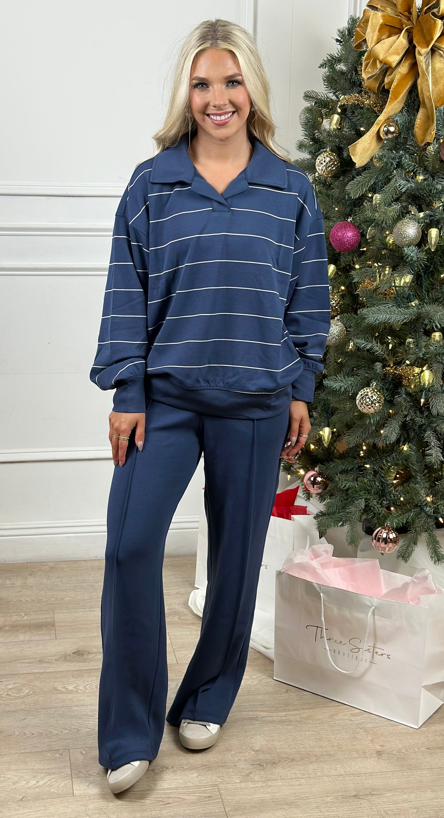 Suba Pintuck Pants, Smoky Navy