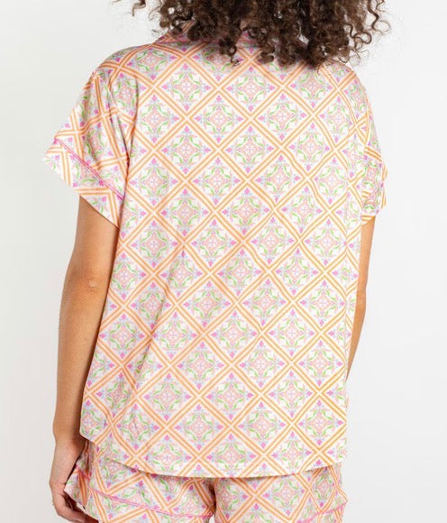 White/Multi Printed Top & Pants Set