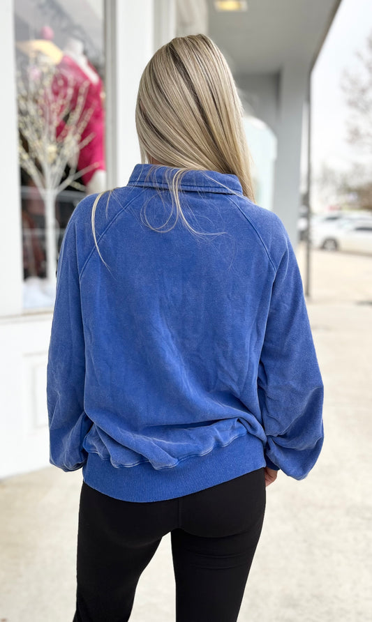 Royal Snap Collared Mineral Wash Sweatshirt