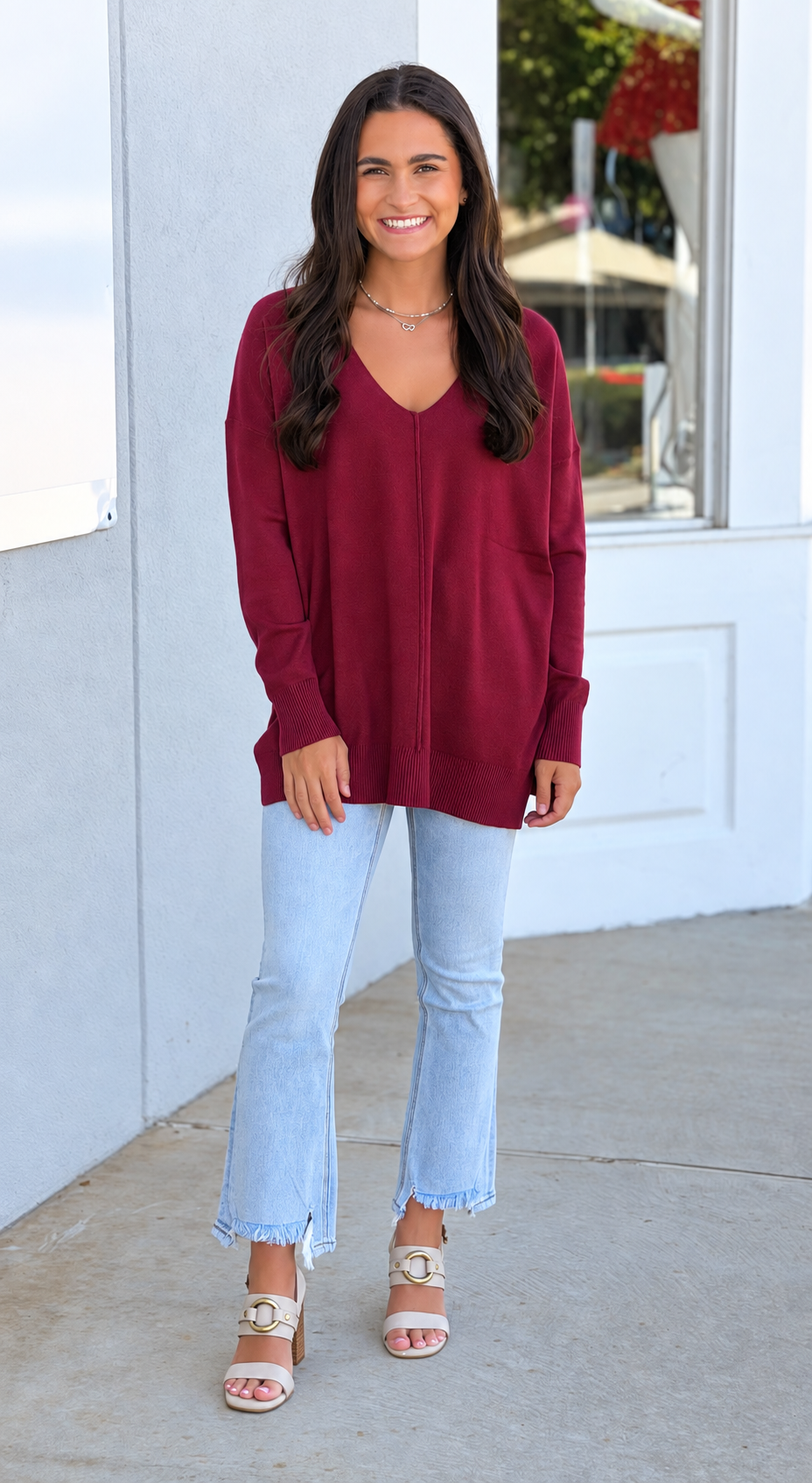 Viscose Front Seam Sweater, Cabernet