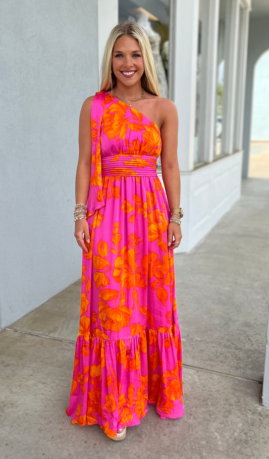 Pacey Floral One Shoulder Maxi Dress