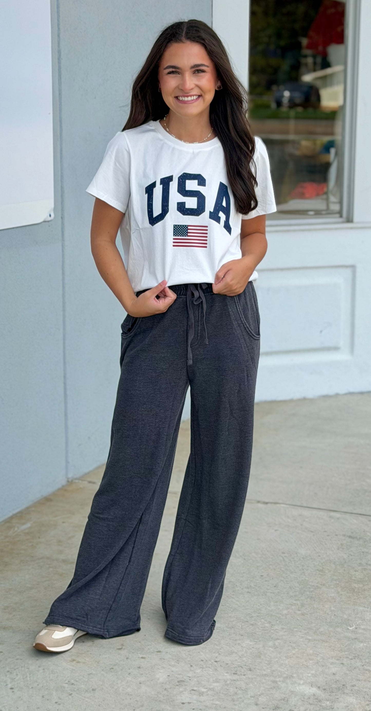 Terry Wide Leg Sweatpant , Black