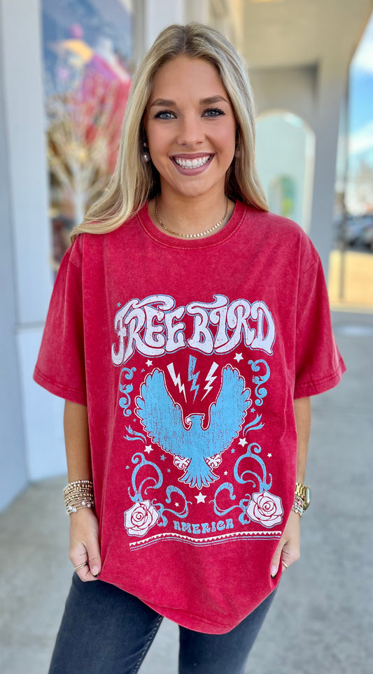 Red Free Bird America Graphic Tee