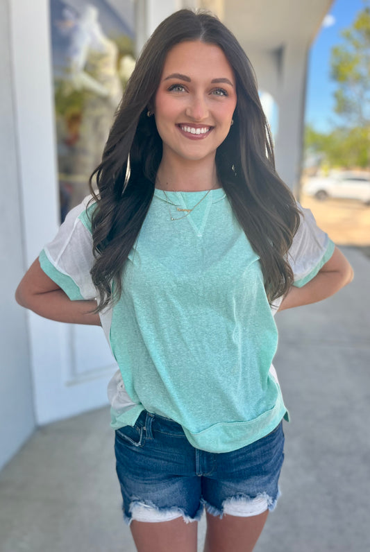 Vintage Mint Ribbed Top