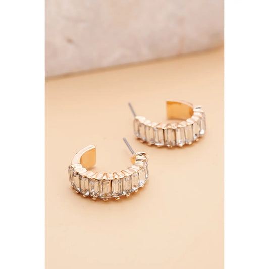 Baguette Stone Circle Hoops