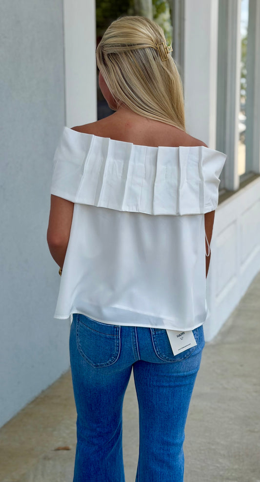 White Bow Off The Shoulder Top