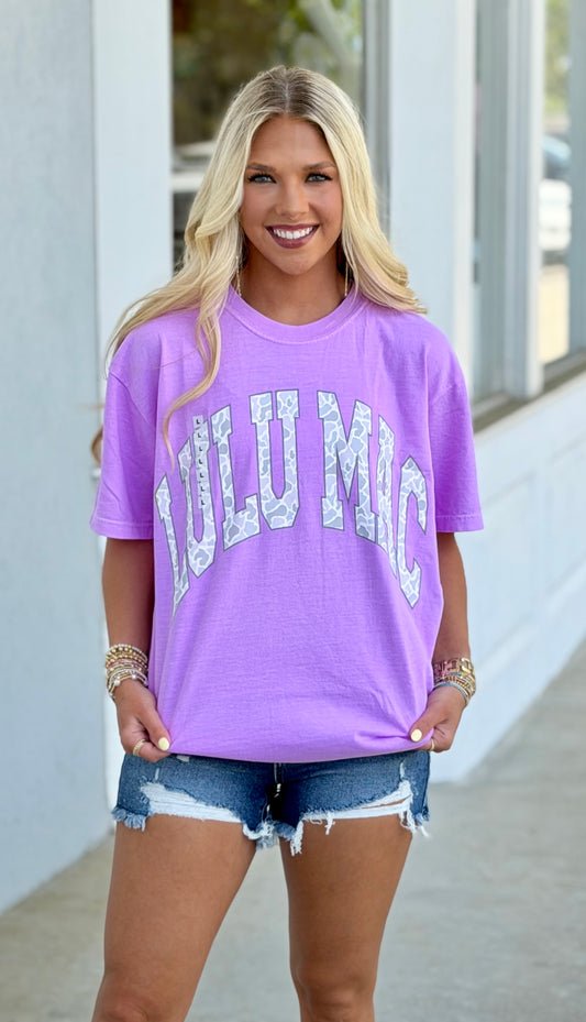 Grey Camo Comfort Color Lulu Mac, Neon Violet