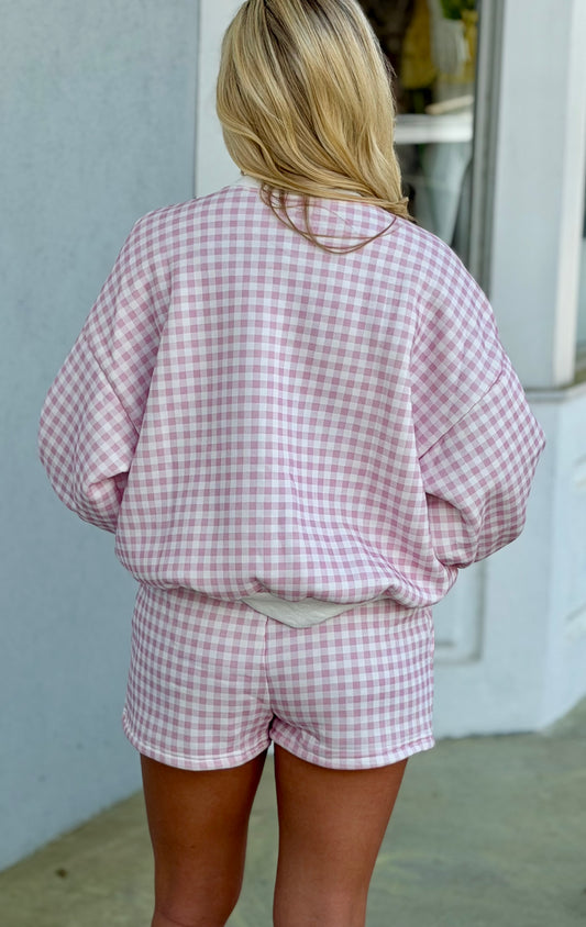 Pink Gingham Short SET