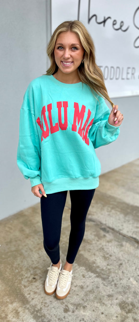 LULU Mac Sweatshirt , Mint/Coral