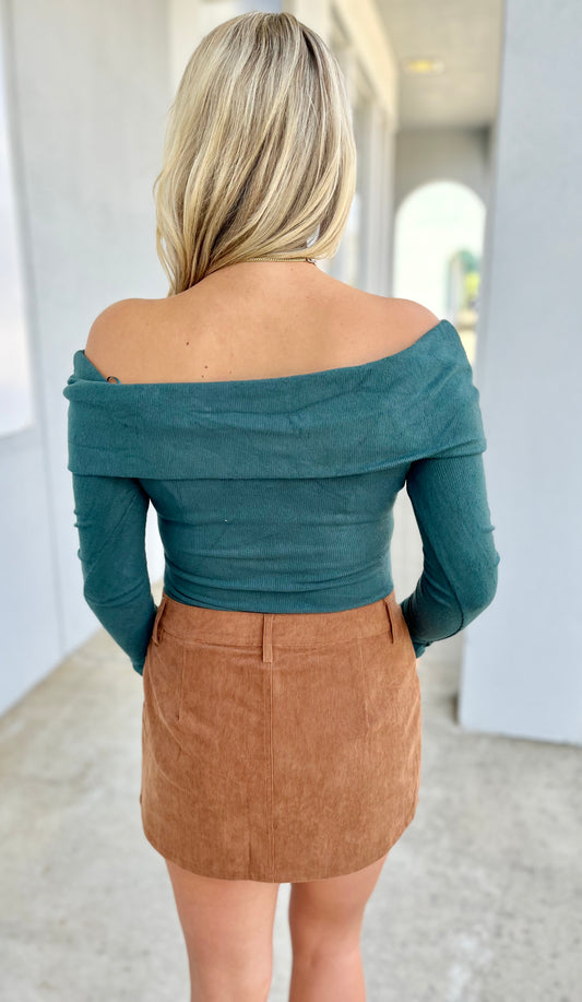 Green Off The Shoulder Bodysuit