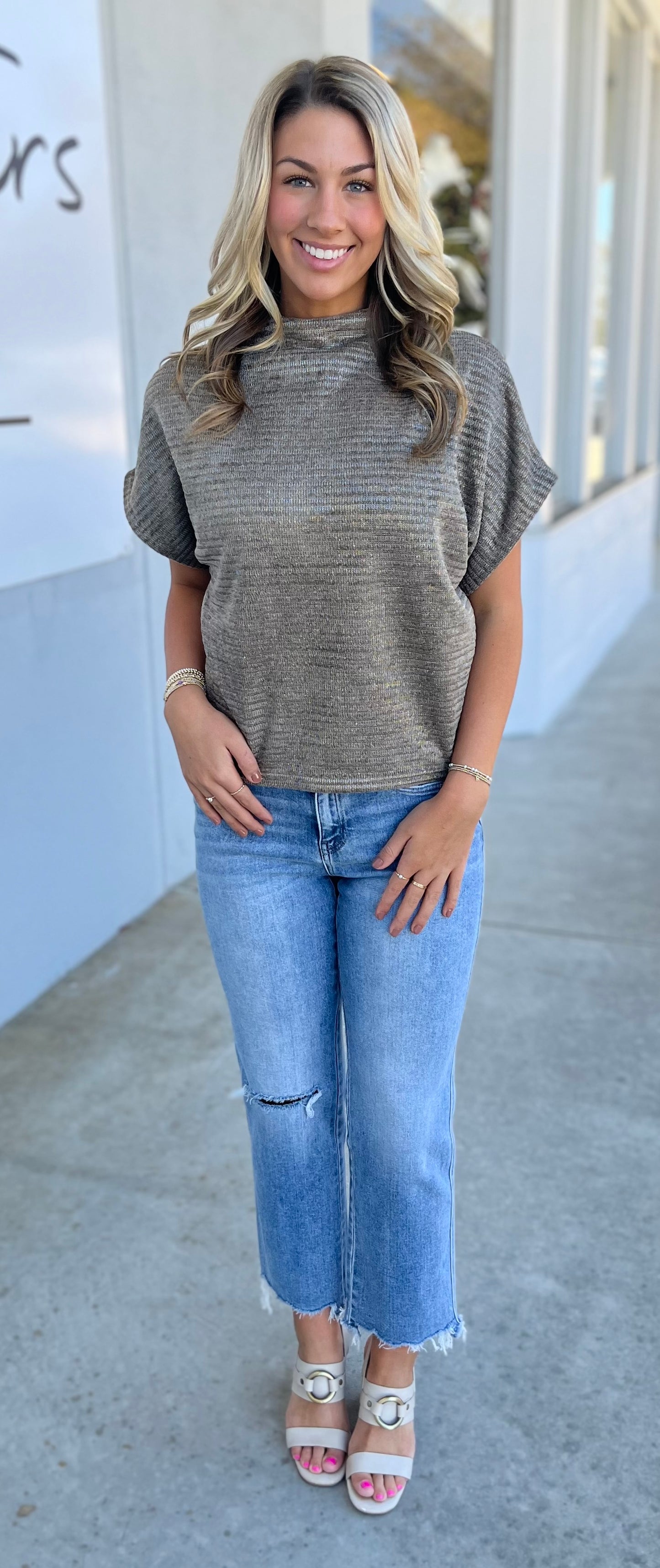 Mocha Mock Neck Oversized Top