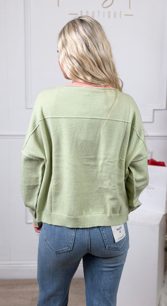 Melon Brushed Boat Neck Sweater