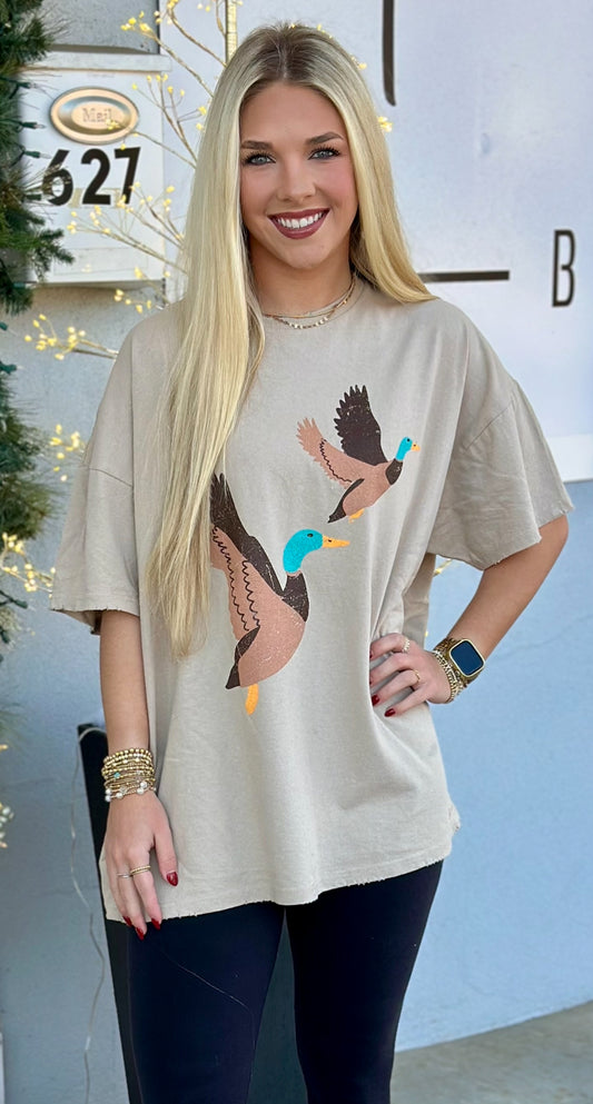 Tan Flying Ducks Graphic Tee