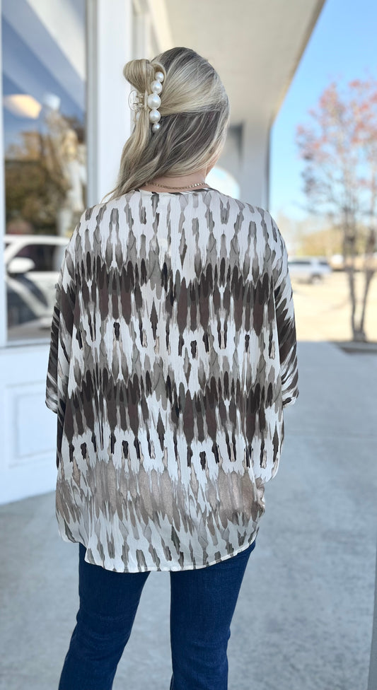 Black/Blush Abstract Printed Top