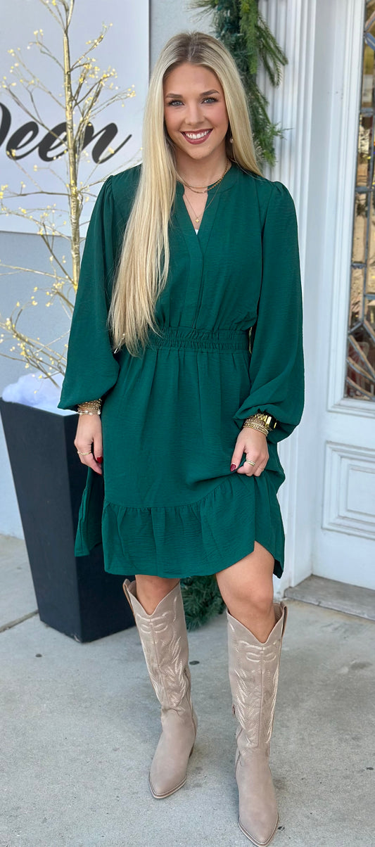 Sea Green Elastic Waist Dress