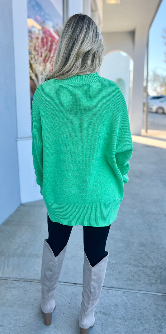 Light Green High Neck Sweater