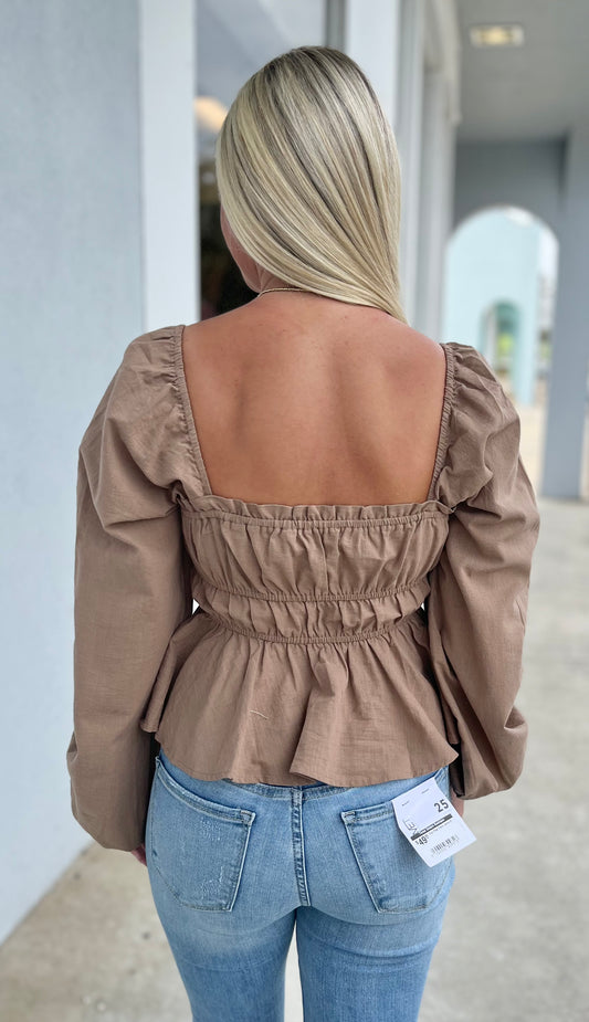 Cocoa Square Neck Babydoll Top